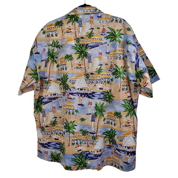 Men's Chaps Multicolored Hawaiian Shirt Short Sleeve Button Up Palm Trees, Sz XL - Picture 9 of 13